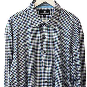 ButterCloth Blue Plaid Cotton Long Sleeve Button Up Shirt Men's size 3XL
